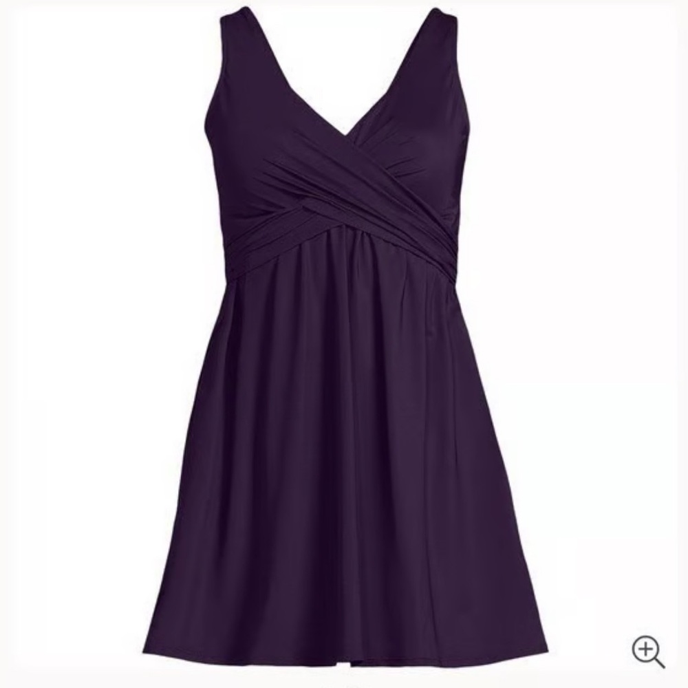 Lands’ End SlenderSuit Wrap Swim Dress One‑Piece Women’s Plus 20W Tummy Control - Picture 3 of 7
